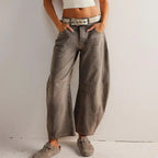 Women's Leopard Wide Leg Denim Jeans