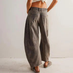 Women's Leopard Wide Leg Denim Jeans