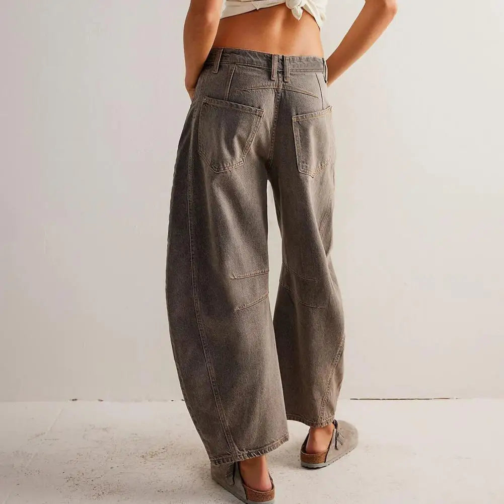 Women's Leopard Wide Leg Denim Jeans