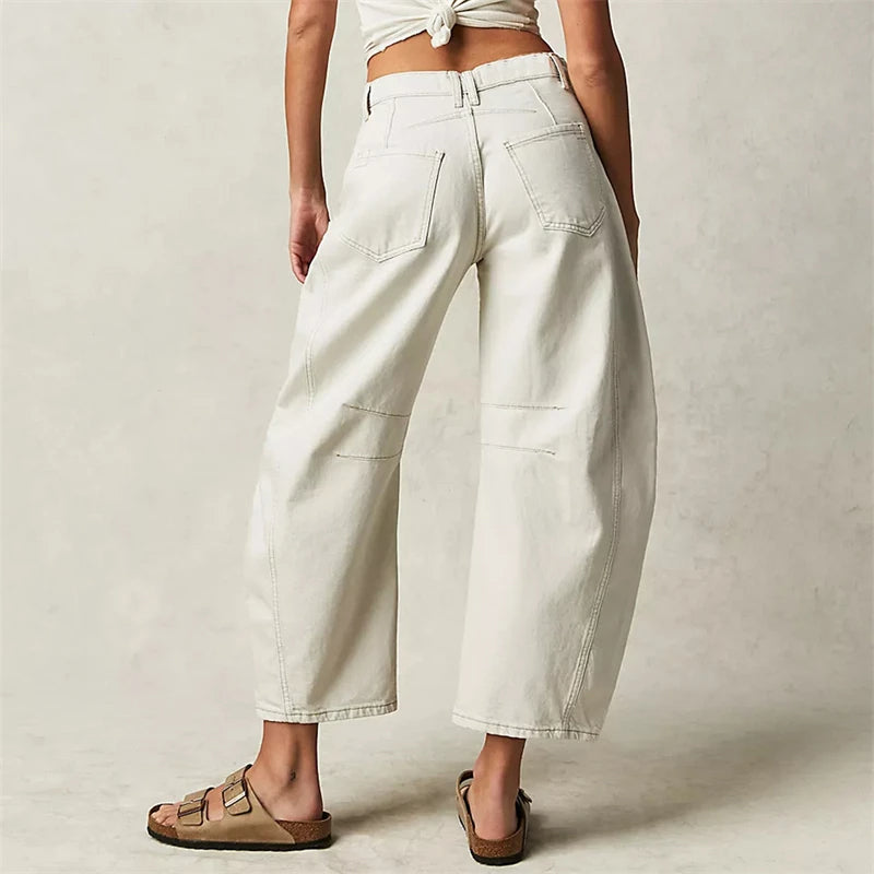 Women's Leopard Wide Leg Denim Jeans