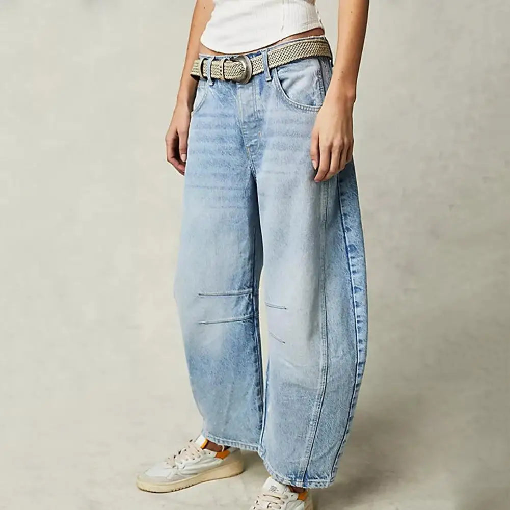 Women's Leopard Wide Leg Denim Jeans