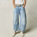 Women's Leopard Wide Leg Denim Jeans