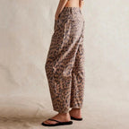 Women's Leopard Wide Leg Denim Jeans