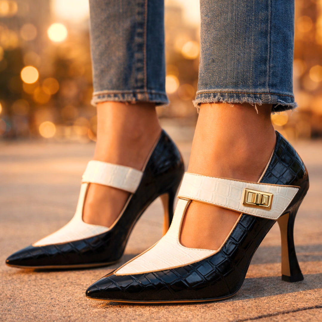 Detail shot of pointed toe and sole