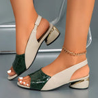 Overhead view of slingback sandal, displaying sole and heel structure
