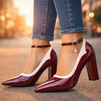 Patent leather sheen detail under studio lighting