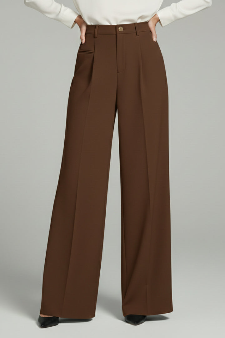 Women's Charcoal Grey Wide Leg Pleated Palazzo Trousers