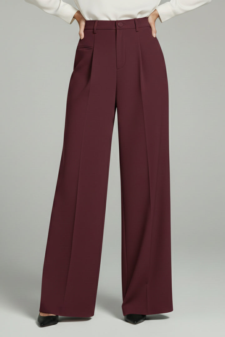 Women's Charcoal Grey Wide Leg Pleated Palazzo Trousers