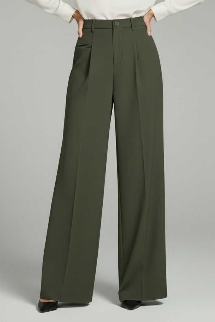 Women's Charcoal Grey Wide Leg Pleated Palazzo Trousers