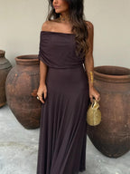 Hem detail of flowing maxi skirt with full lining