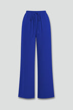 Women's Cobalt Blue Wide Leg Palazzo Trousers with Drawstring