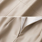Leather skirt hem and full-length silhouette