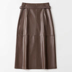 Back view of midi skirt with belt