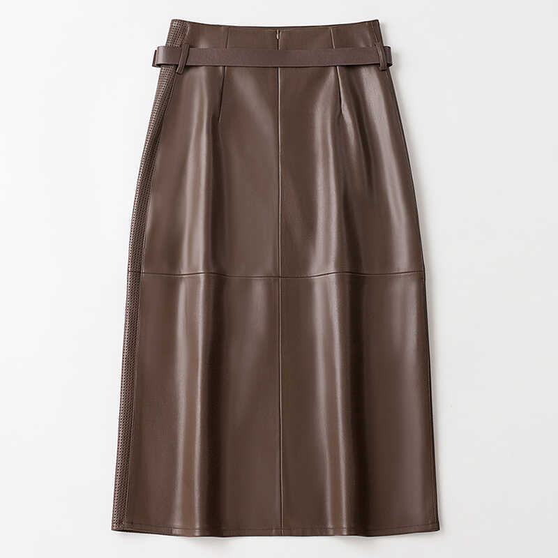 Back view of midi skirt with belt