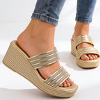 Close-up of textured metallic finish and double strap detail