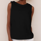 Full-length view of sleeveless top styled casually