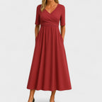 Detail shot of side pocket on maxi dress