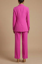 Side profile of tailored blazer with structured shoulder seaming