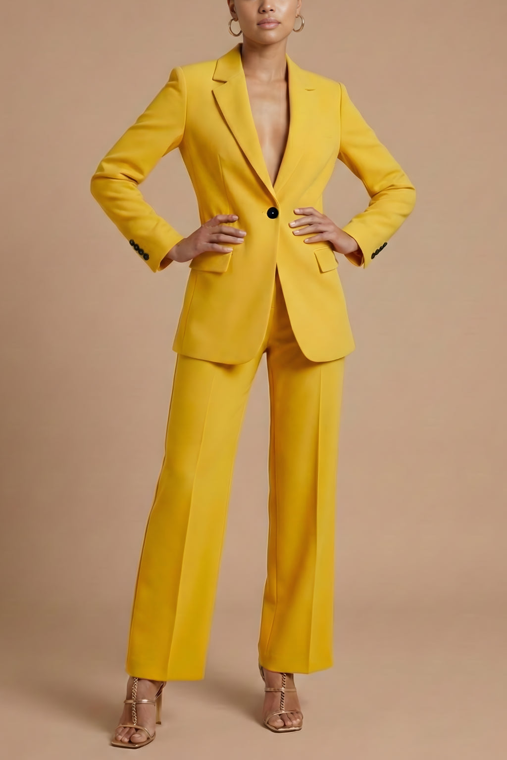 Detail shot of blazer cuff and sleeve tailoring