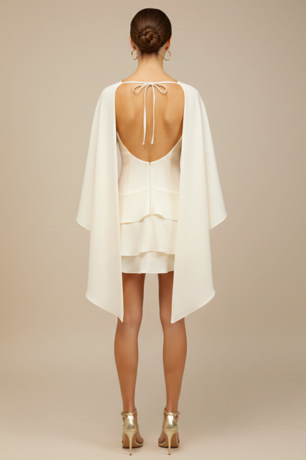 Side view of cascading tiered ruffle skirt layers