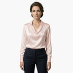 Full-length view of blouse on model, relaxed pose