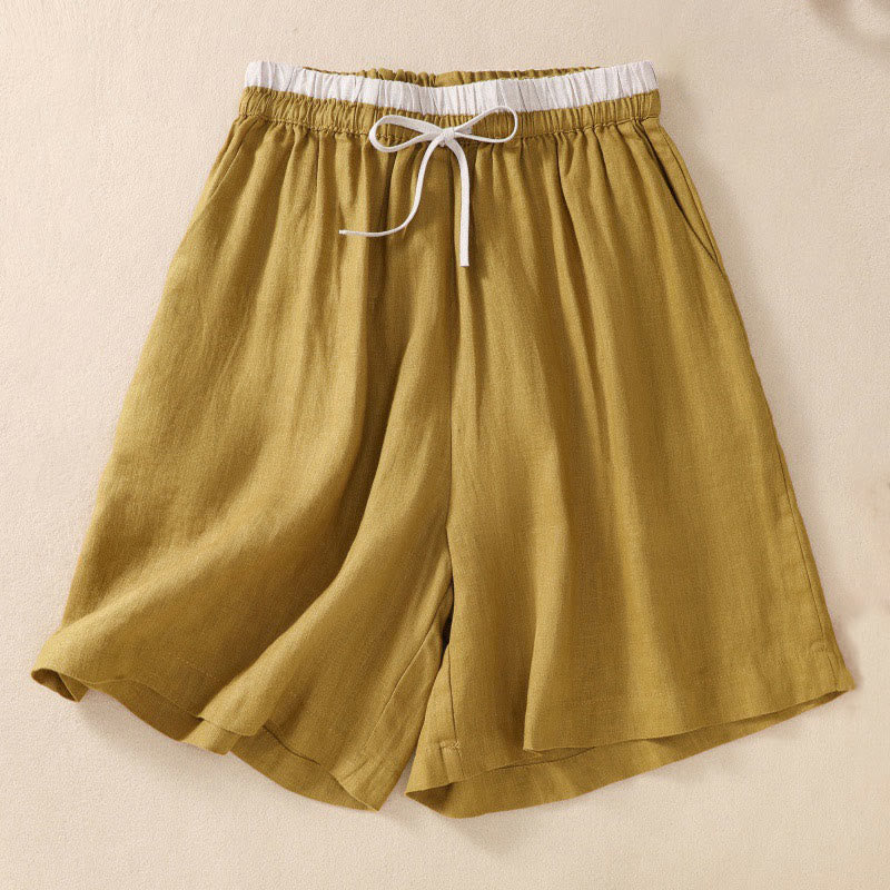 Women's Linen Relaxed Knee Length Shorts