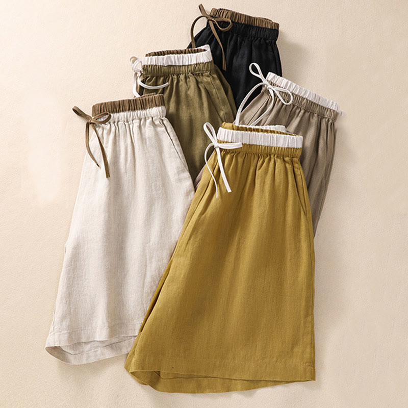Women's Linen Relaxed Knee Length Shorts