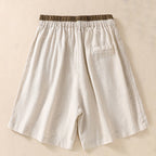 Back view of gathered linen shorts