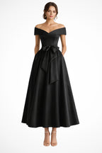 Three-quarter view of dress on model