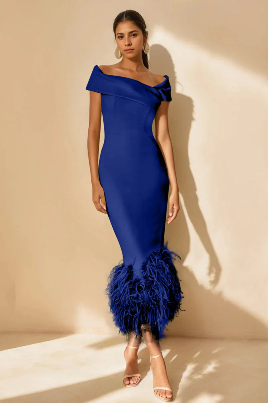 Model in dress, full-length standing pose