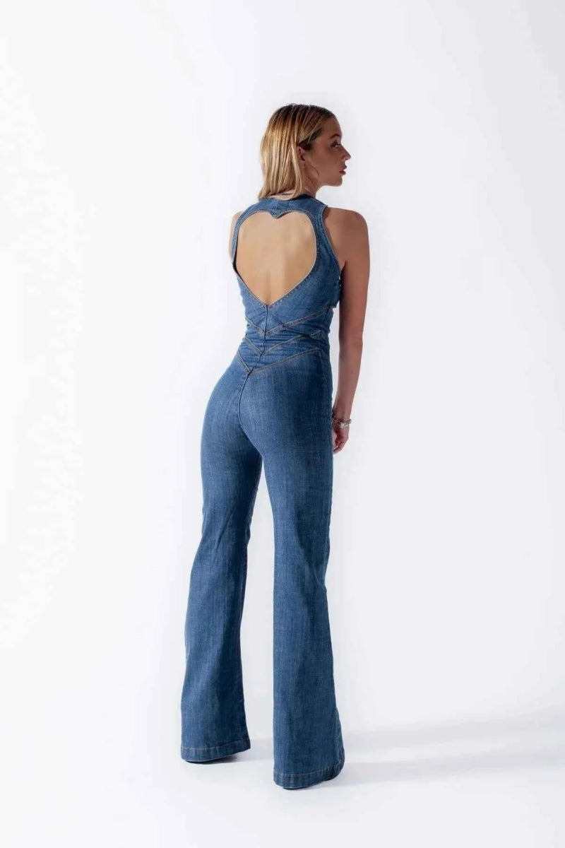 Side angle highlighting cinched waist and relaxed wide-leg trousers