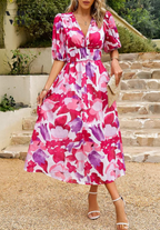 Short sleeve detail on floral dress