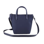Navy mini crossbody bag with dual top handles, front view