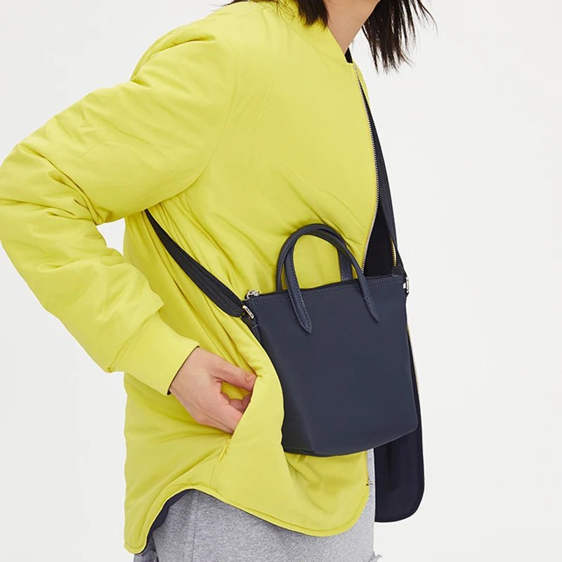 Close-up of textured fabric and top handle detail