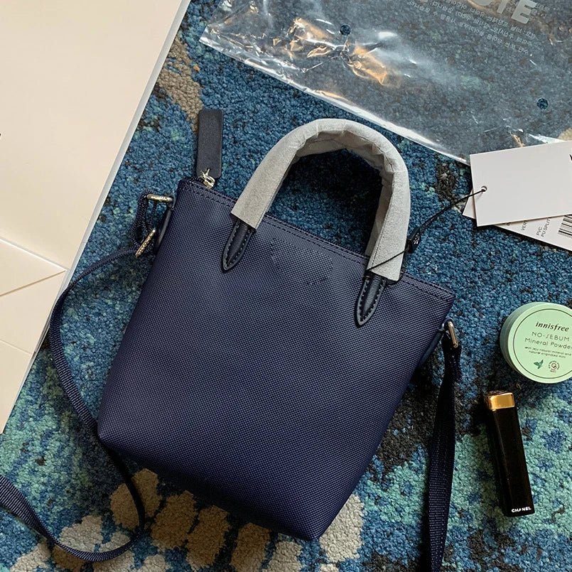 Overhead flat lay of mini bag showing silhouette
