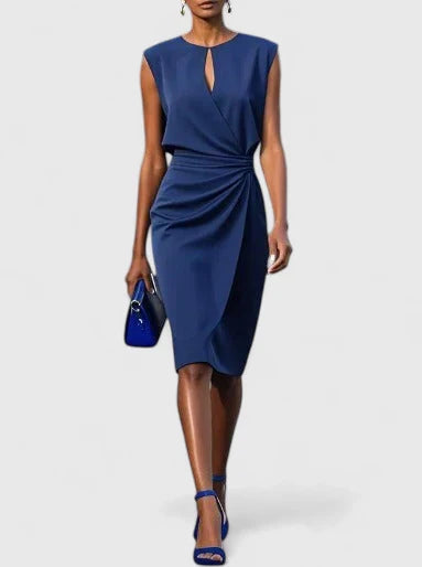 Women's Ruched Waist Sleeveless Midi Dress