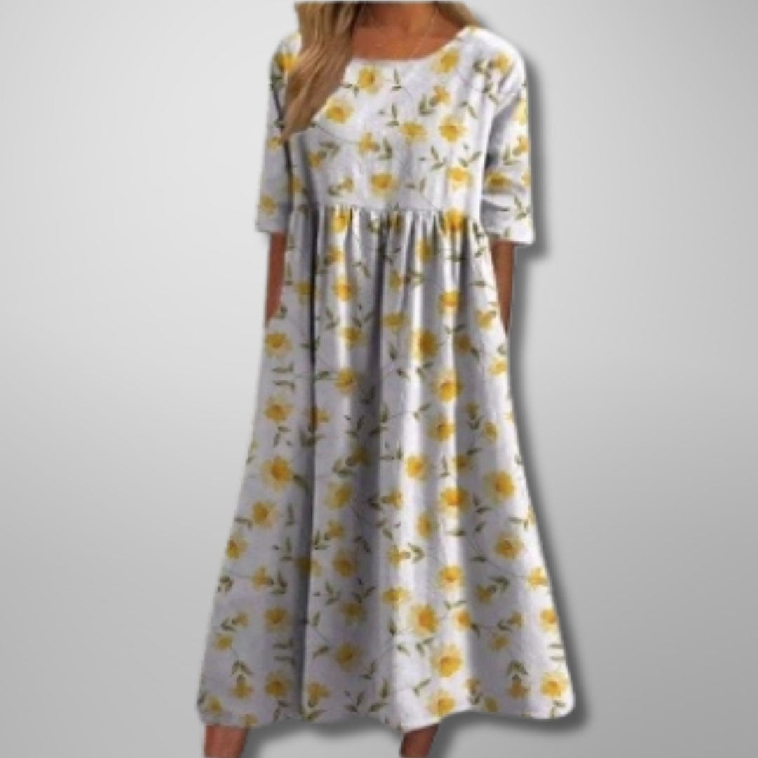 Women's Floral 3/4 Sleeve Midi Dress