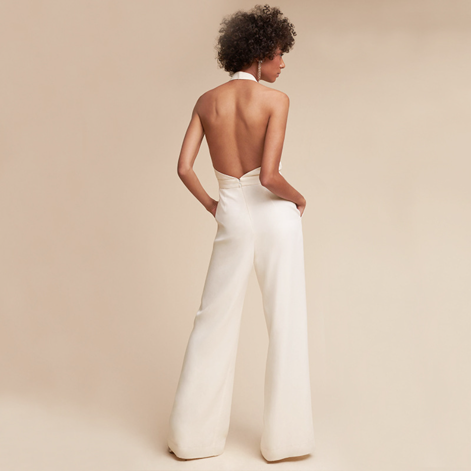 Close-up of plunging halter neckline detail
