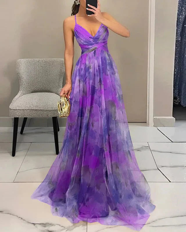 Full length view of maxi dress on model with natural outdoor lighting