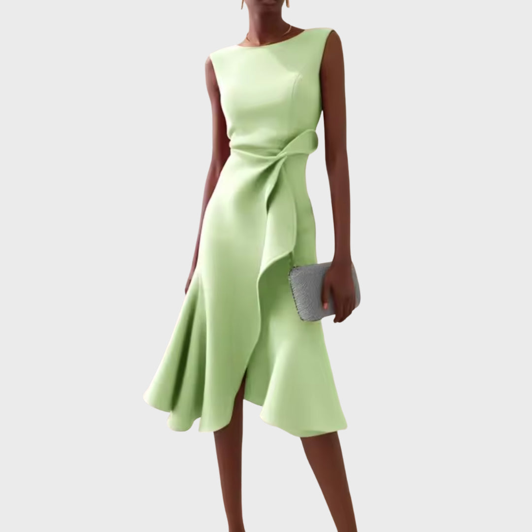 Women's Sleeveless Asymmetric Draped Midi Dress