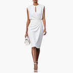Women's Keyhole Neck Ruched Waist Midi Dress