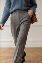 Women's Herringbone Wide Leg Trousers