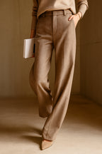 Women's Herringbone Wide Leg Trousers