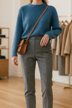 Women's Herringbone Wide Leg Trousers