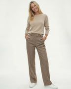 Side profile showing high-waist cut and straight leg