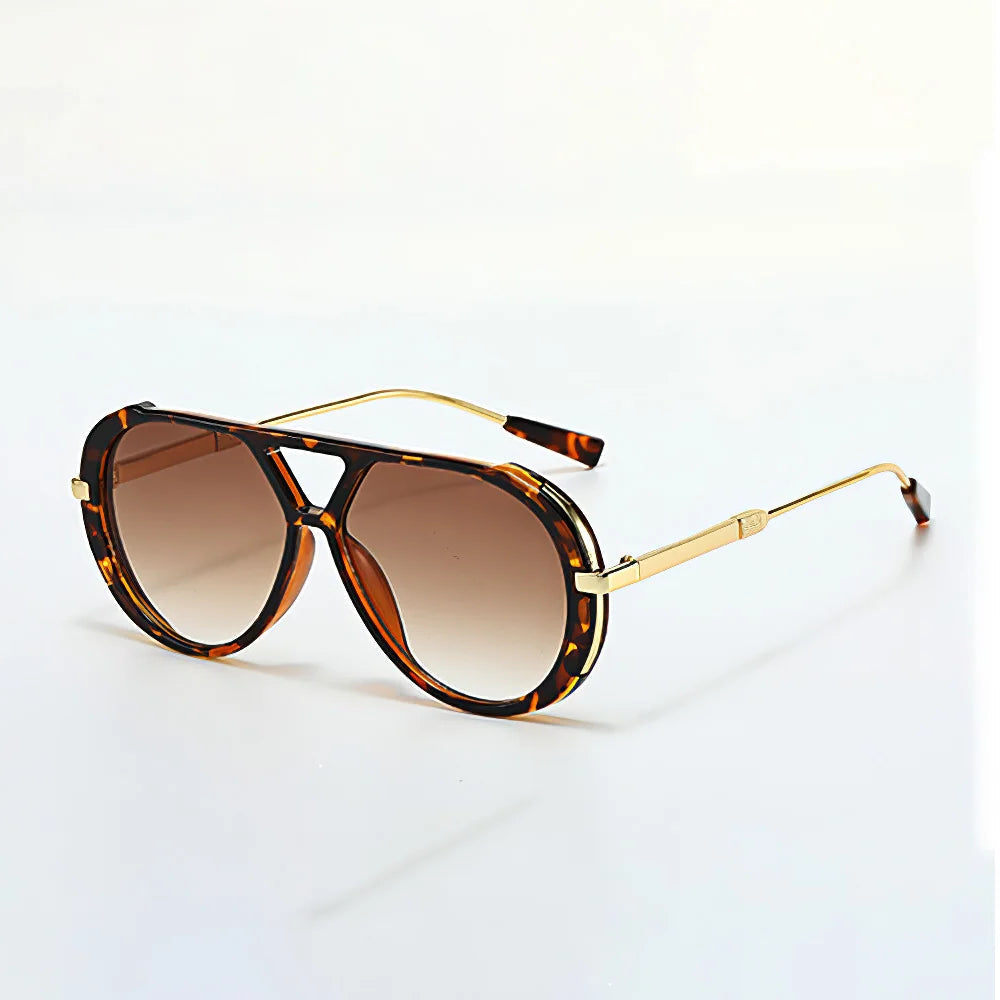 Women's Tortoiseshell Trim Aviator Sunglasses
