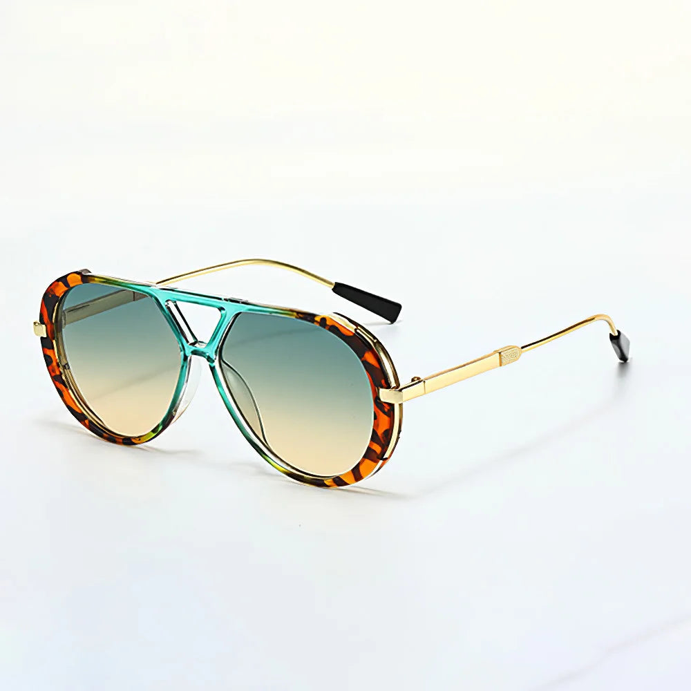 Women's Tortoiseshell Trim Aviator Sunglasses