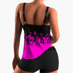 Detail of adjustable metal hardware straps on tankini top