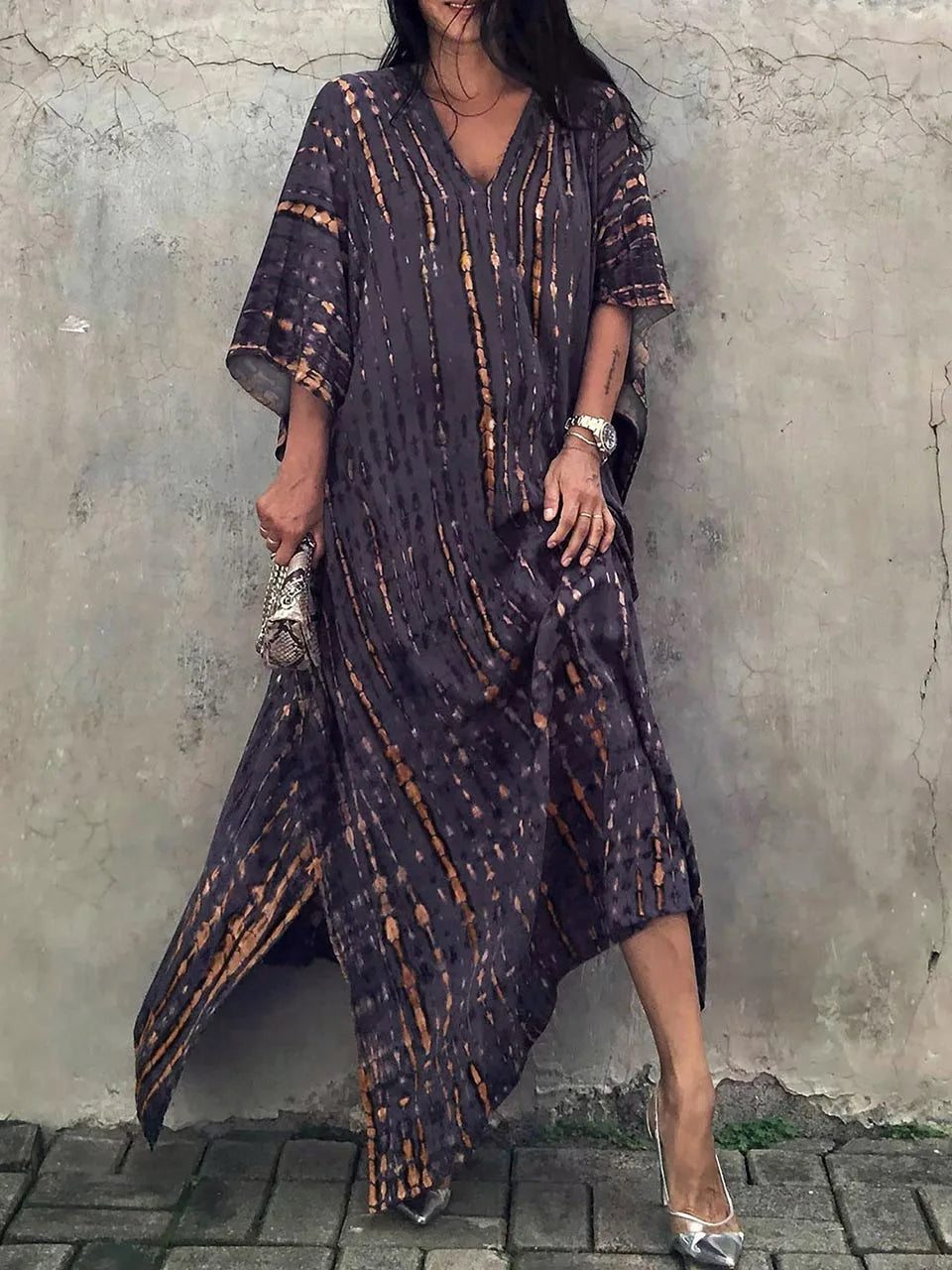 Model in dress, casual standing pose