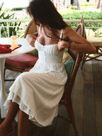 Women's Cotton Ruffle Hem Cami Midi Dress